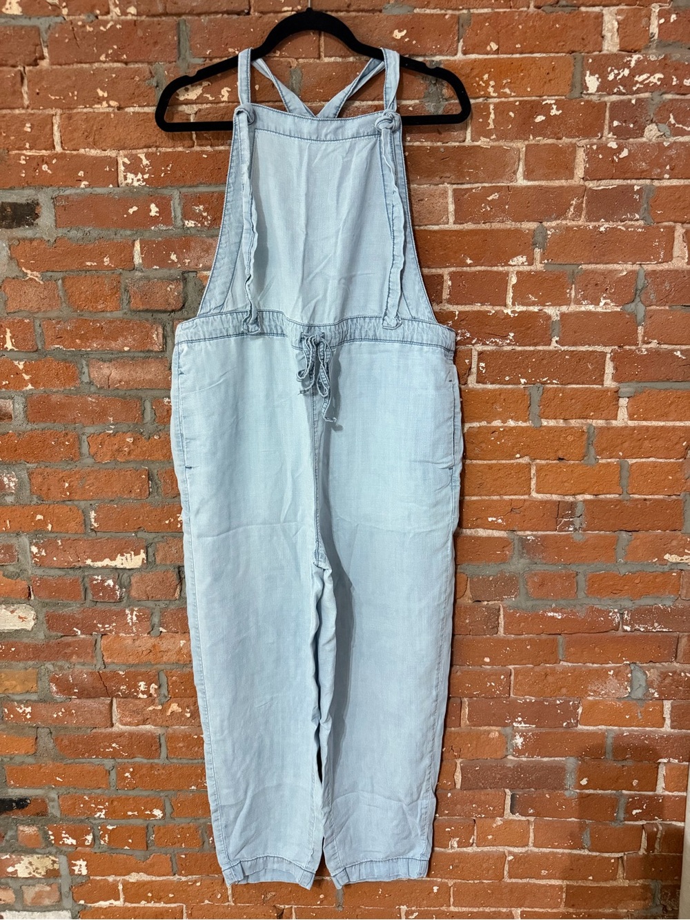 Aerie Light Blue Women’s Linen-Blend Overalls